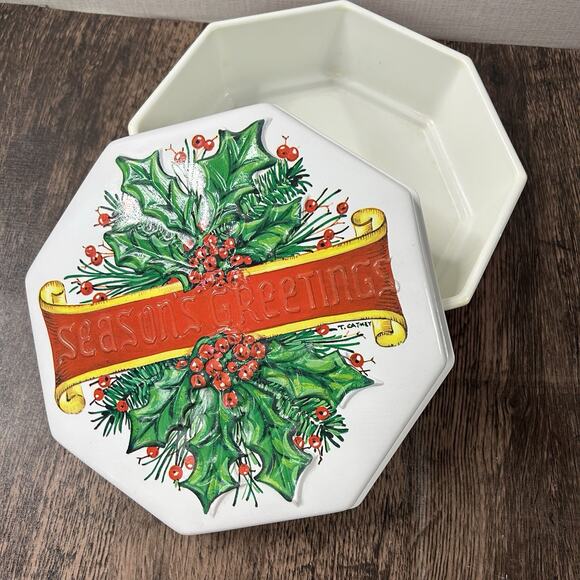 Ullman Other - VTG ULLMAN CO Christmas Plastic Cookie Candy Container W/lid Season’s Greetings